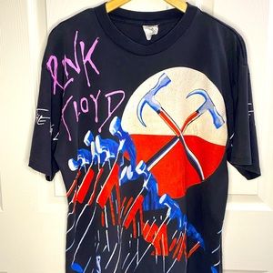 Vintage Pink Floyd The Wall Hammer All Over Shirt Made in USA Size XL